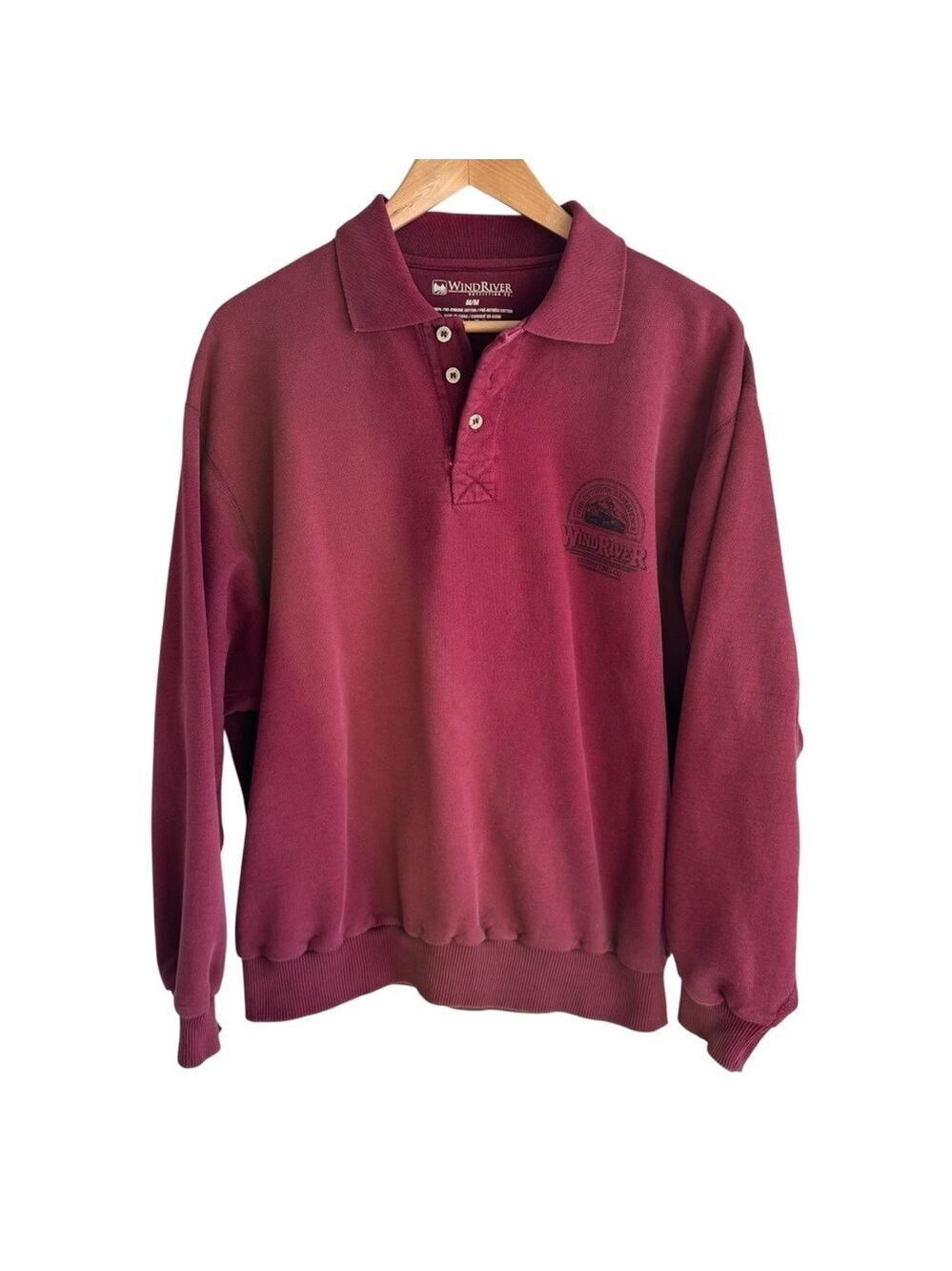 Vintage Cotton Pullover Sweatshirt Sz M Maroon Distressed Worn In Casual GUC